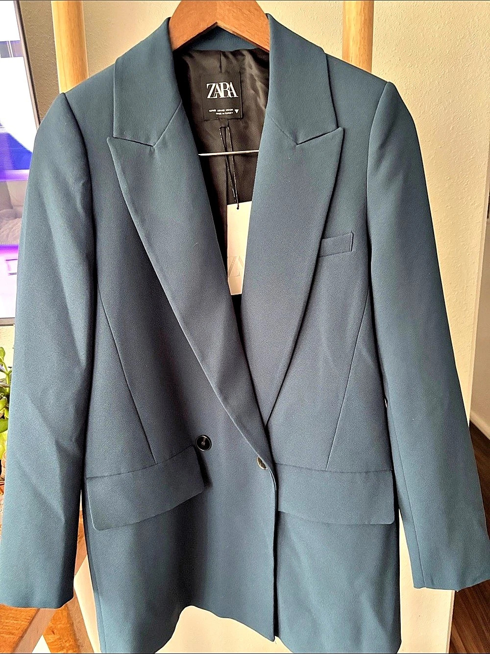Zara Blazer in Dark Teal Green Size XS NWT